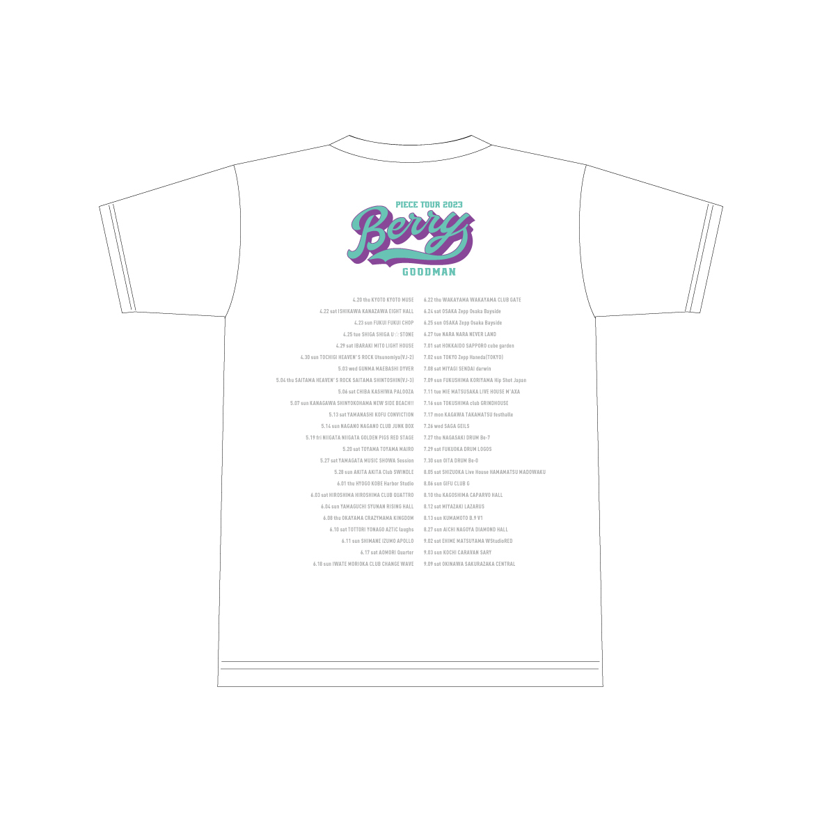 ピースツアーTシャツ | ベリーグッドマン | ARIGATO MUSIC